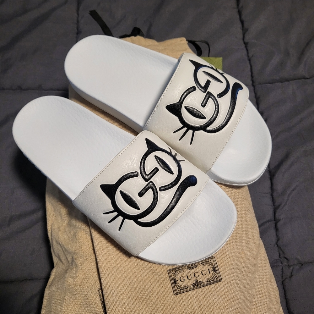 Gucci Kitty Slides White